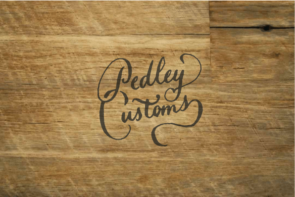 Pedley Customs, brand identity design. Custom hand drawn logo.