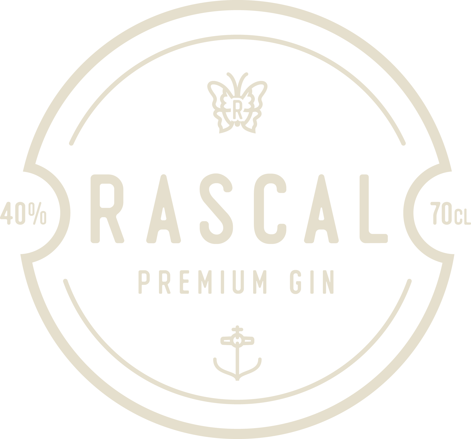 Rascal Gin logo and bottle label